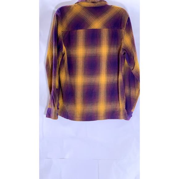 STANDARD/CLOTH Men's Purple-Yellow Plaid Regular-Fit Flannel Button-Up Shirt SZS - Picture 2 of 8